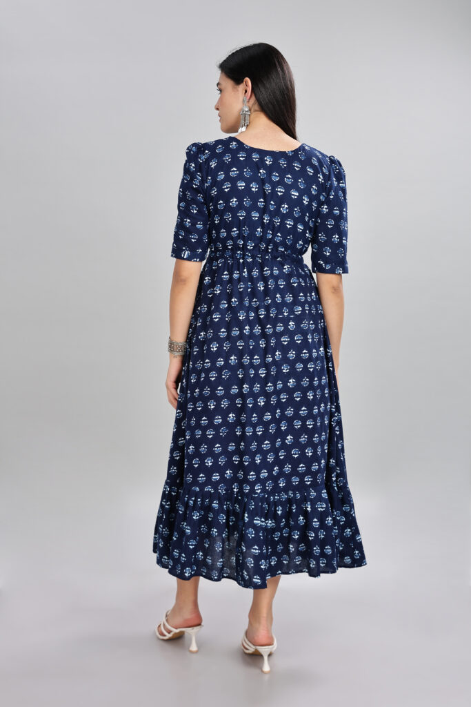 Midnight Charm cotton maxi dress ready stock back view breathable cotton dress one piece left