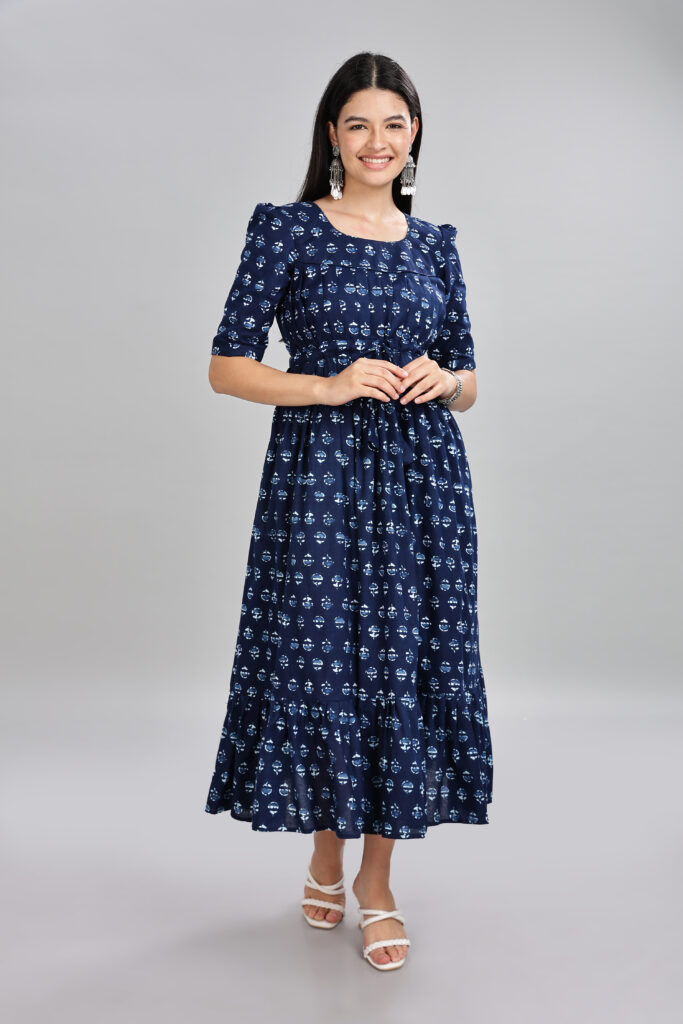 Ready stock Midnight Charm cotton maxi dress full view casual cotton dress fast shipping India