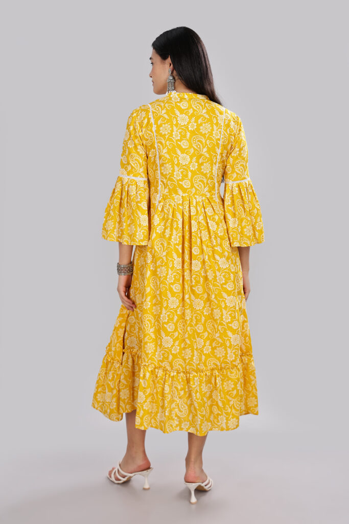 Sunshine Bloom cotton midi dress back view ready stock