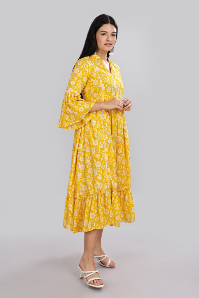 Casual Sunshine Bloom cotton midi dress ready stock India