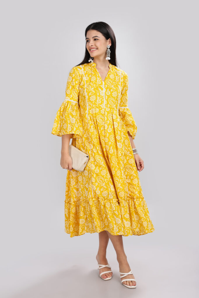 Sunshine Bloom cotton midi dress ready stock immediate dispatch one piece left Varna Design Wear