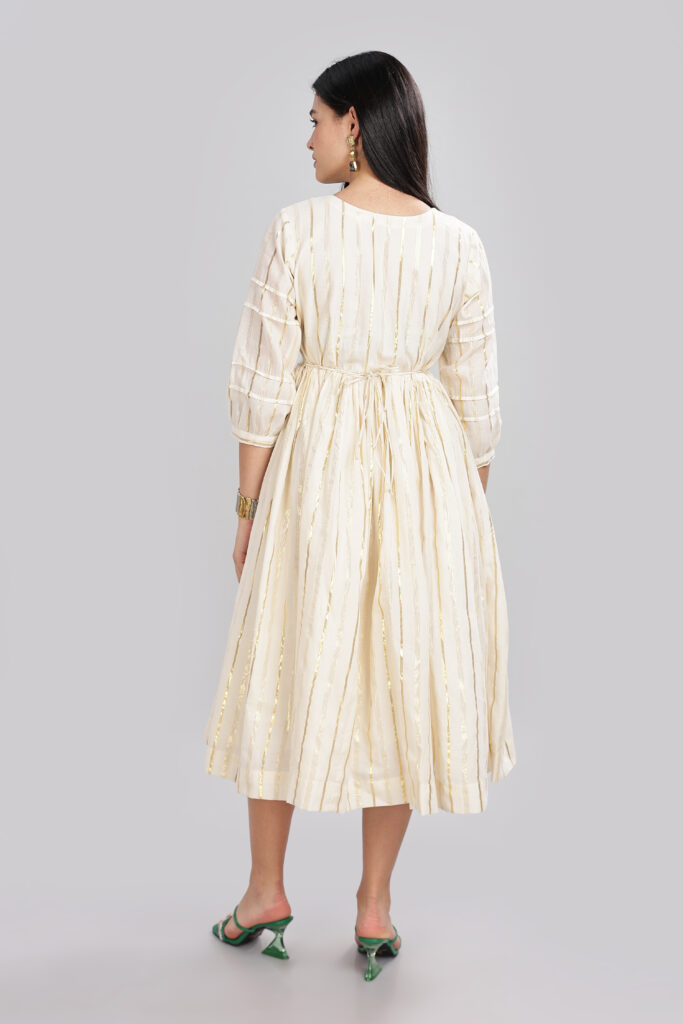 Ivory embroidered midi dress back view ready size available
