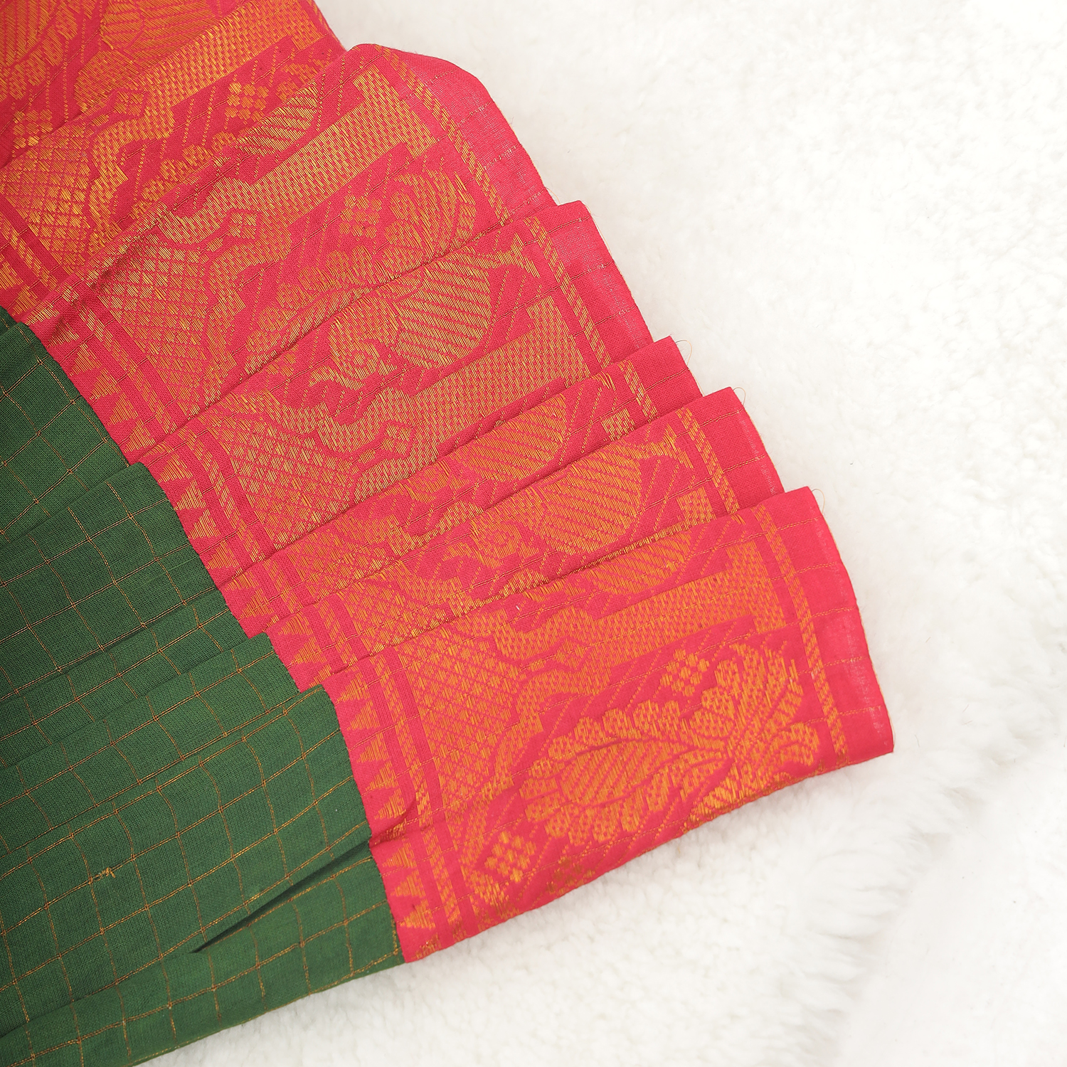 Nigal Mathi | Green And Red Traditional Kids Frock - Image 3