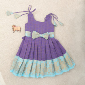 Nigal Mathi | Purple And Aqua Traditional Kids Frock - Image 1