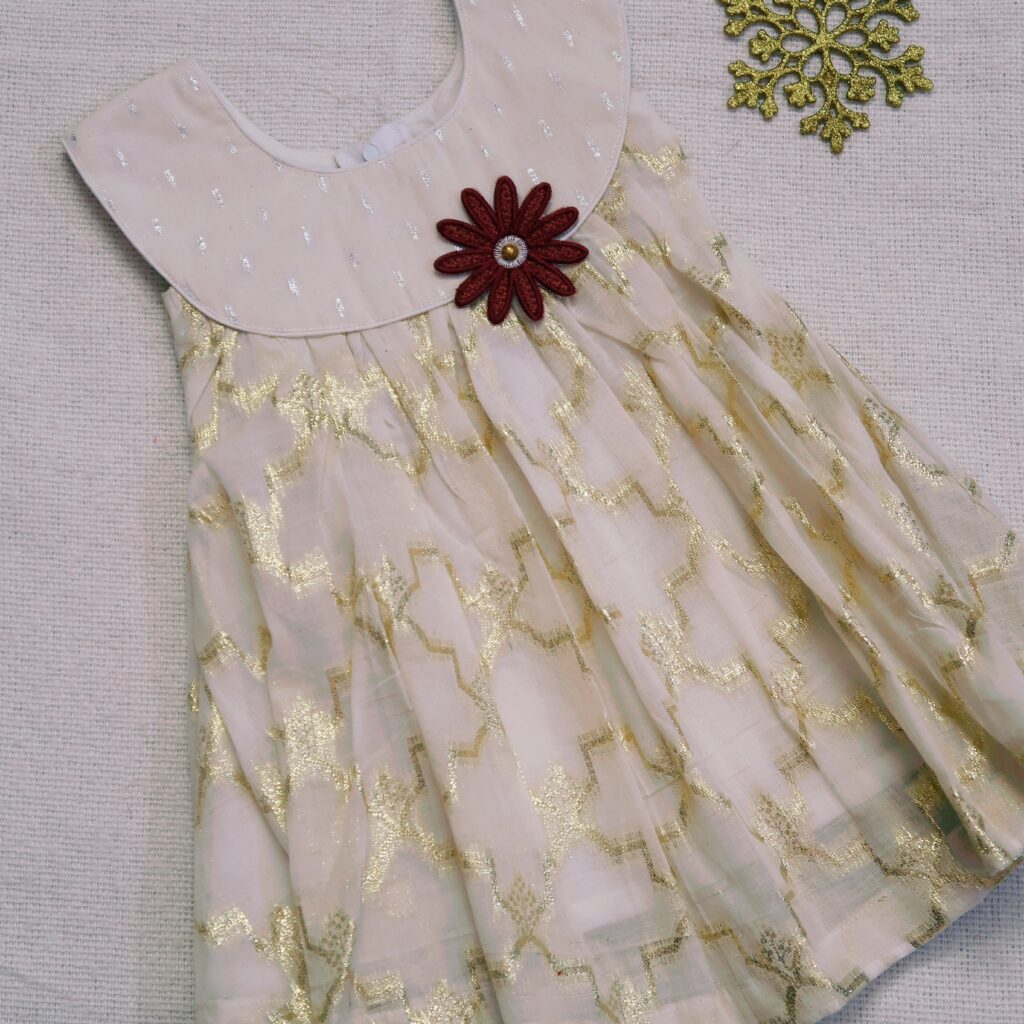 Nila golden floral kids frock full view
