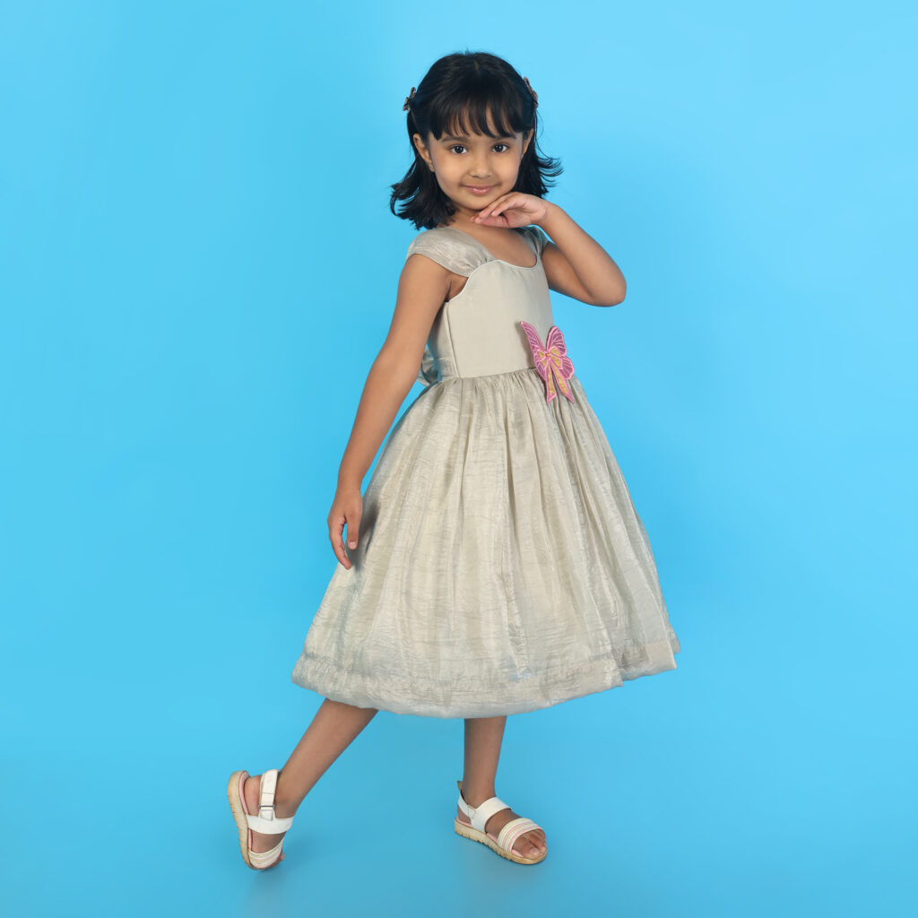 Custom butterfly charm kids frock tailored designer outfit for perfect fit