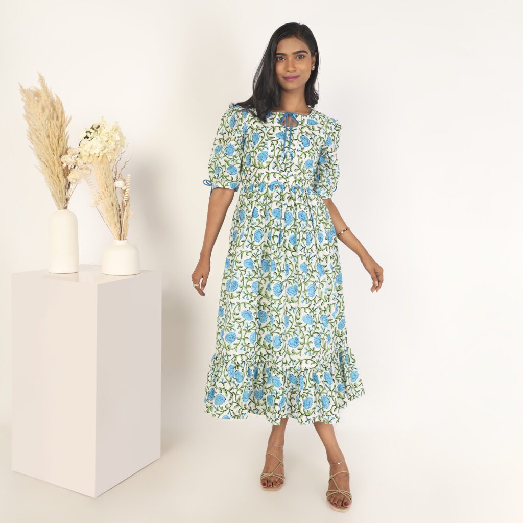 dress ready made pure breathable cotton front view 1