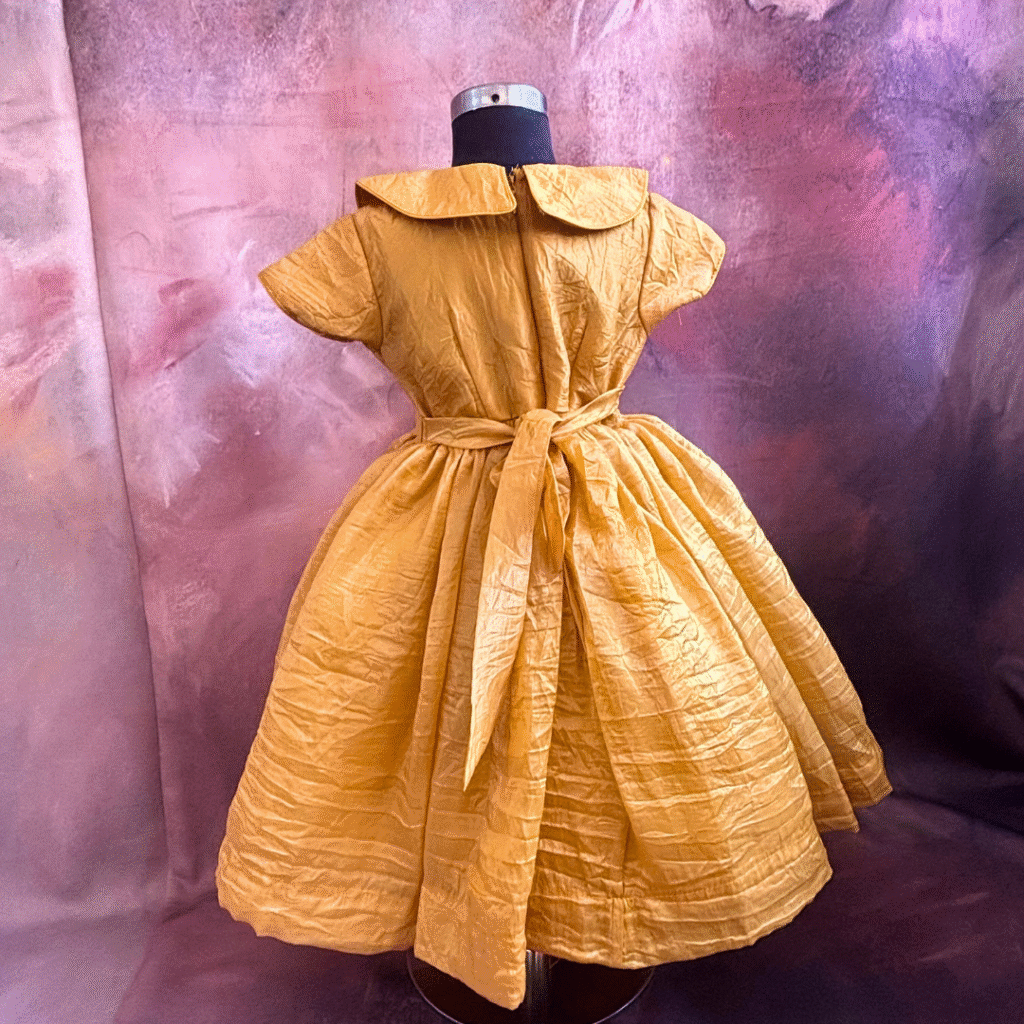 back view Arvi classic peterpan collar kids frock ready stock