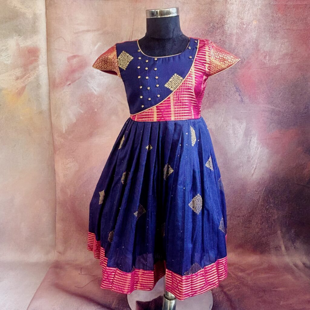Arvi limited stock navy pink kids frock immediate dispatch