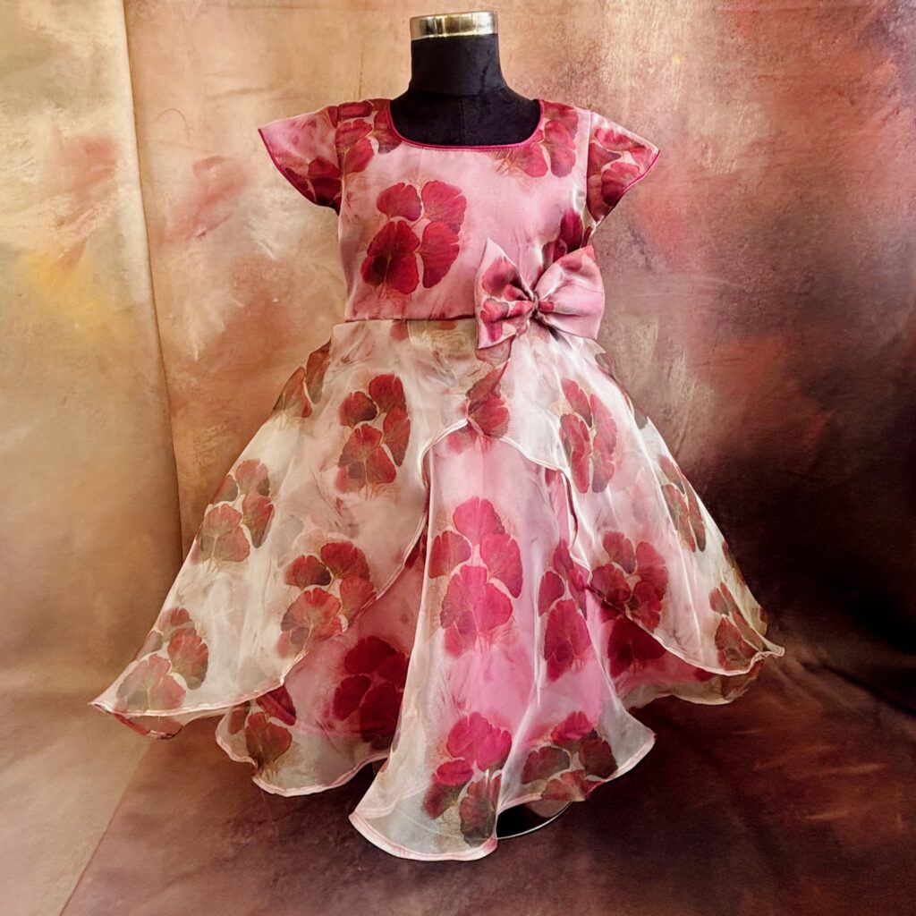 limited stock floral layered organza kids frock immediate dispatch
