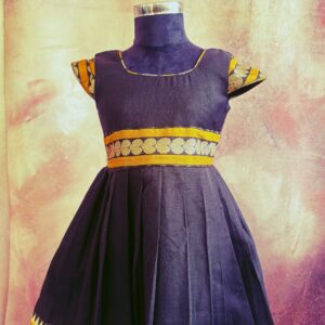 Arvi | Black With Mustard Zari Frock - Image 3