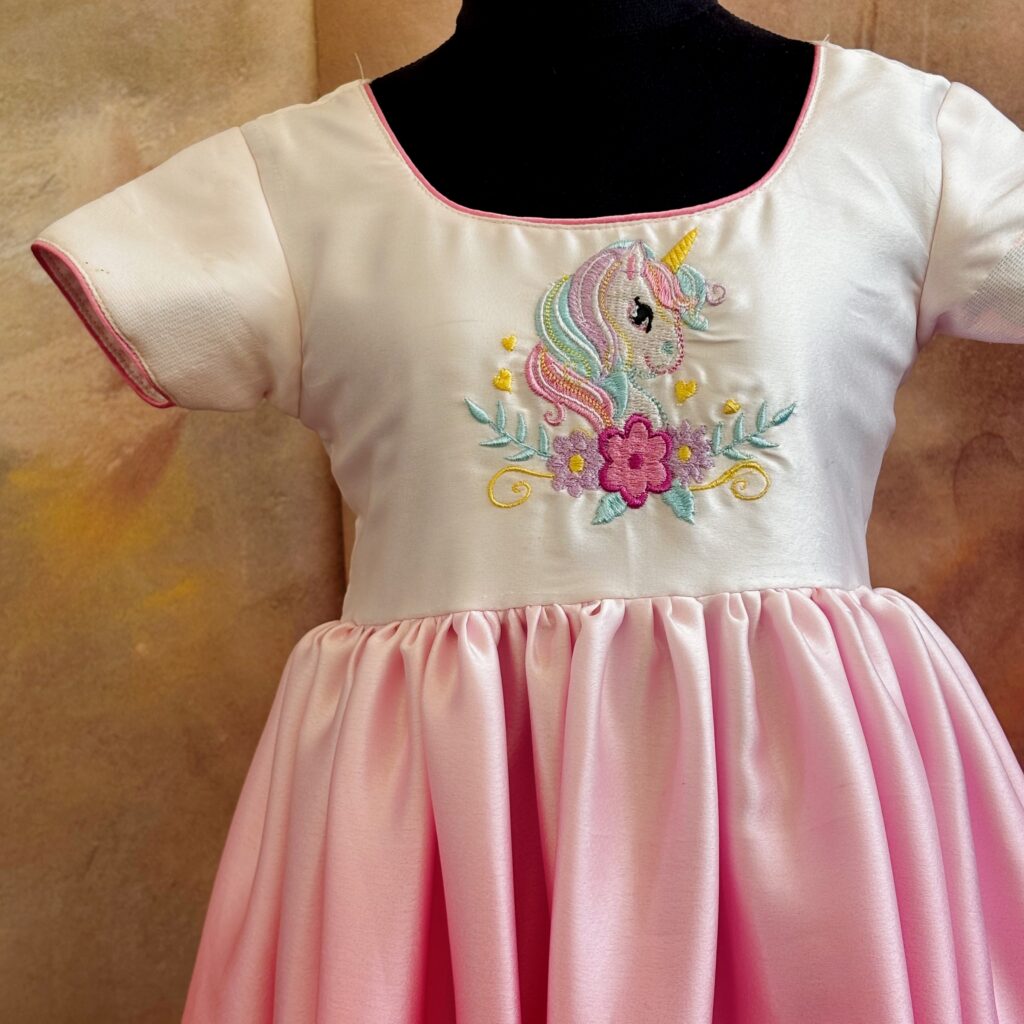Arvi unicorn pink kids frock ready stock limited sizes immediate dispatch