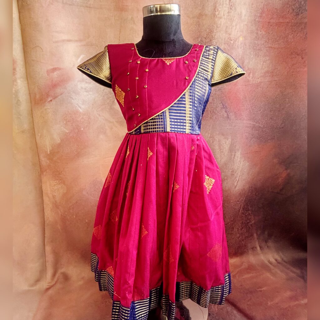 Arvi limited stock pink crepe kids frock immediate dispatch