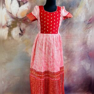 Arvi | Peachish Orange Festive Long Frock - Image 1