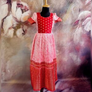 Arvi | Peachish Orange Festive Long Frock - Image 2