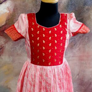 Arvi | Peachish Orange Festive Long Frock - Image 3