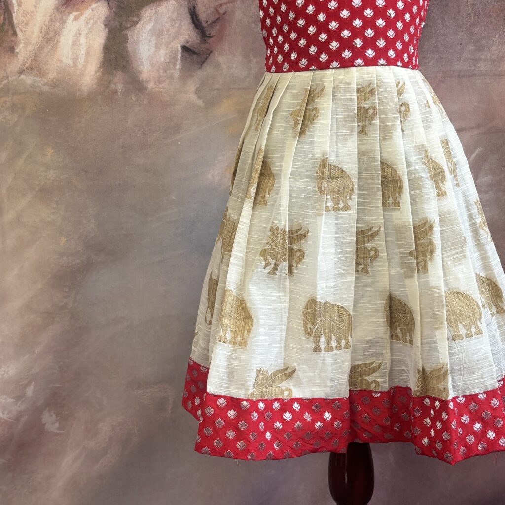 Arvi red yoke animal print kids frock full look limited stock