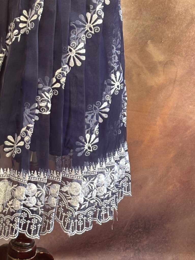 front view Arvi navy blue floral kids frock ready stock2