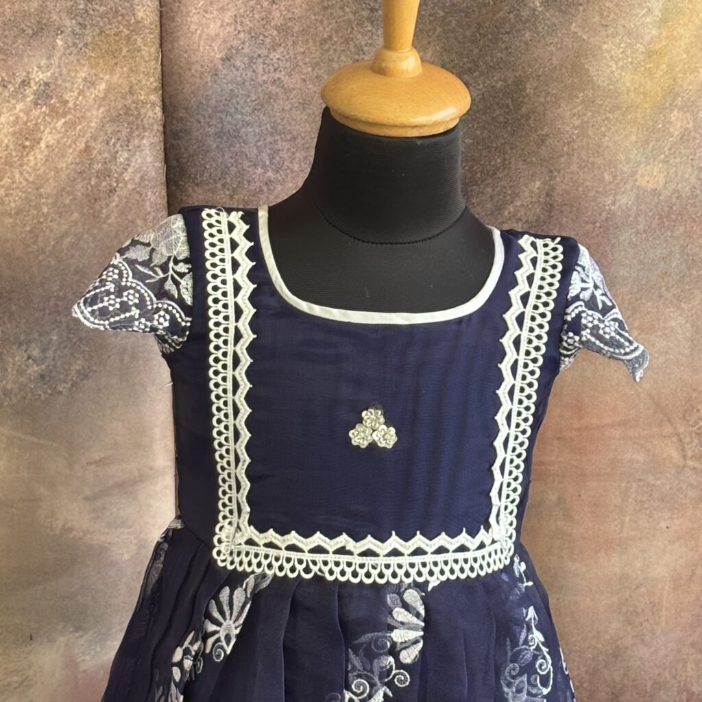 Arvi limited stock navy blue floral kids frock immediate dispatch2