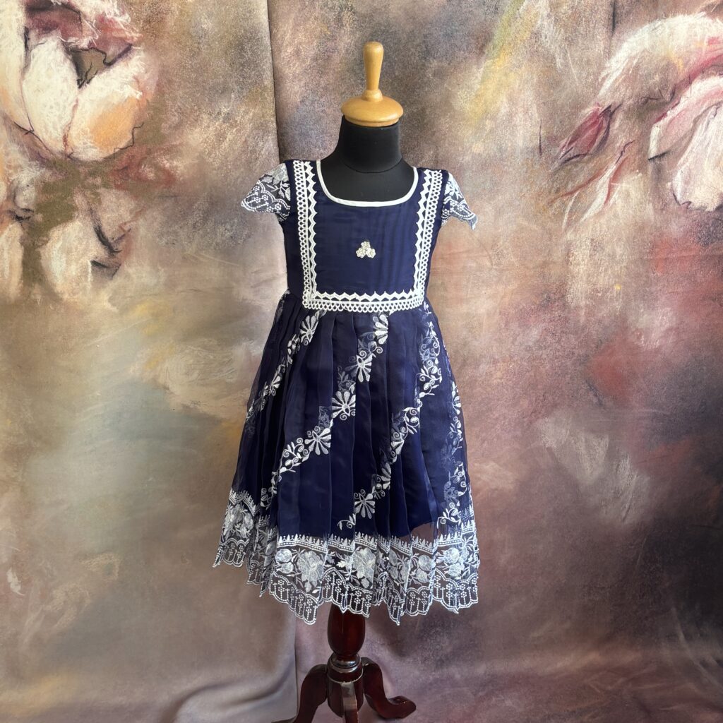 Arvi limited stock navy blue floral kids frock immediate dispatch3