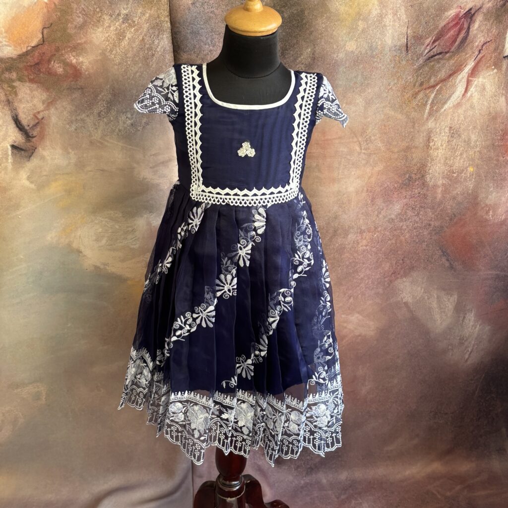 Arvi limited stock navy blue floral kids frock immediate dispatch