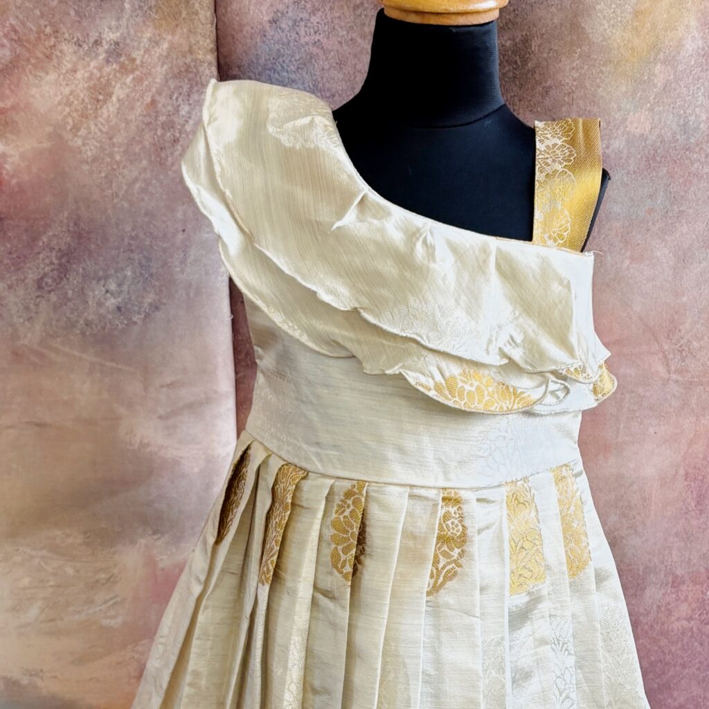 Arvi limited stock ruffle cream kids frock immediate dispatch