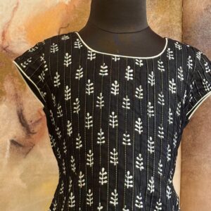 Nigal Mathi | Midnight Black ALine Cotton frock - Image 5