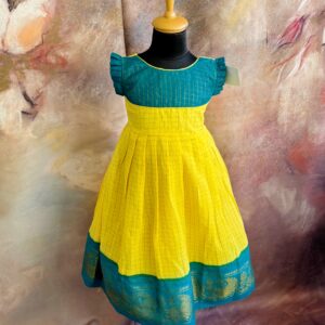 Arvi | Sunshine Grid Yellow Frock - Image 1