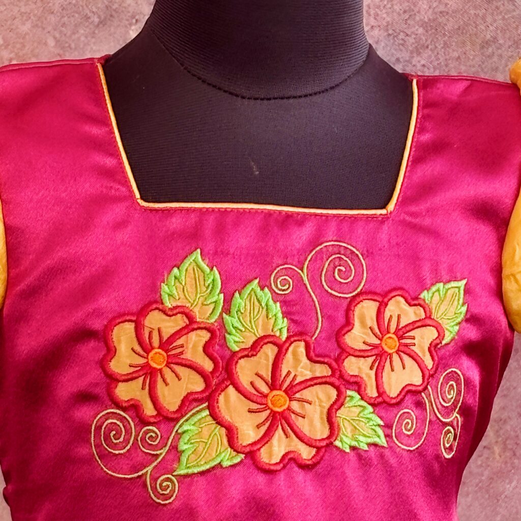 Arvi yellow maroon floral kids frock ready stock limited sizes immediate dispatch