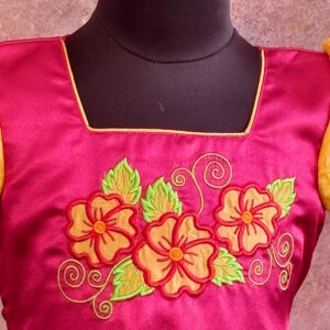Arvi | Yellow-Maroon Floral Frock - Image 3