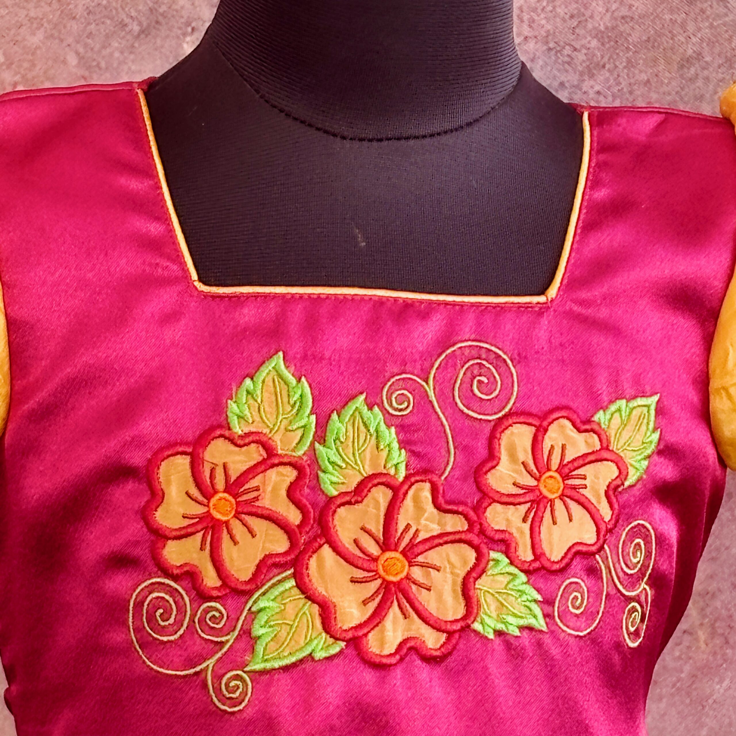Arvi | Yellow-Maroon Floral Frock - Image 3