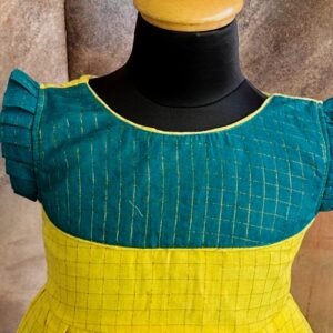 Arvi | Sunshine Grid Yellow Frock - Image 3