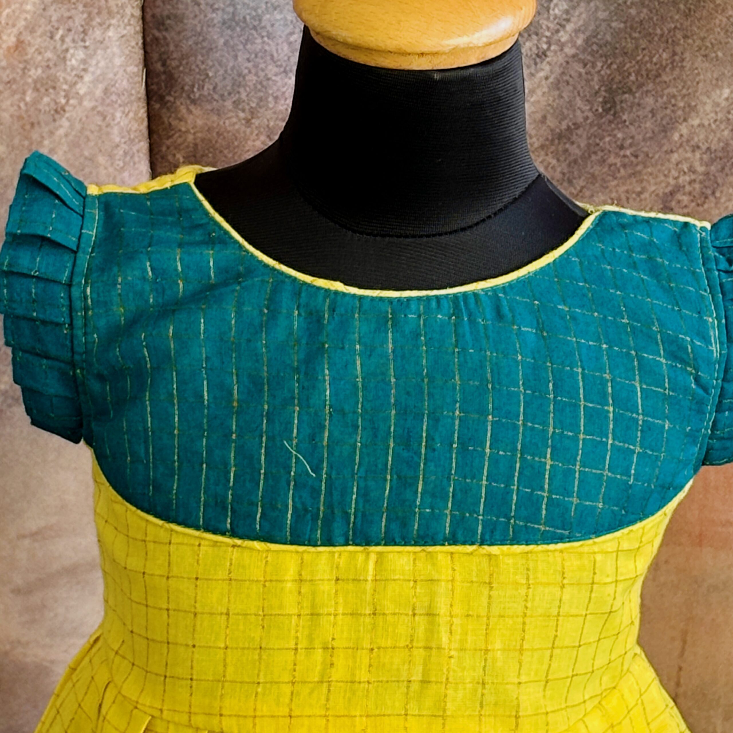Arvi | Sunshine Grid Yellow Frock - Image 3