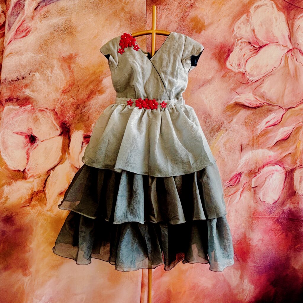 Arvi limited stock crushed blue layered kids frock immediate dispatch
