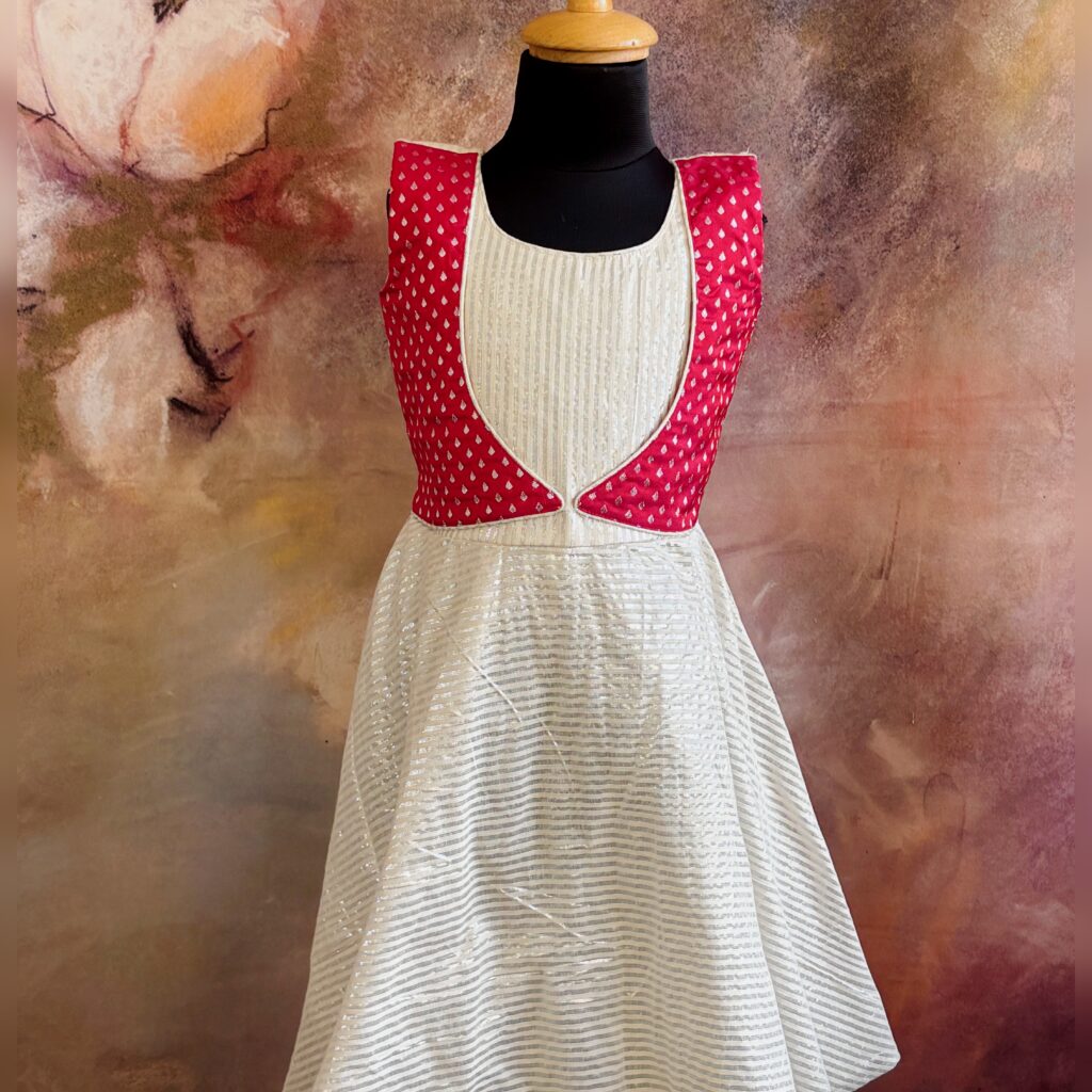 Arvi limited stock silver shine frock1