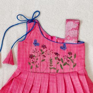 Amora | Little Diva Sungudi Kids Frock - Peach - Image 3