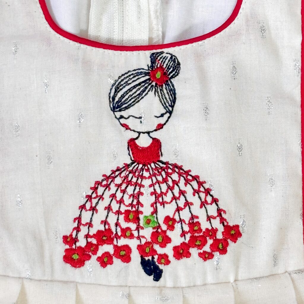 Close up detail of Nila Little Smile cotton kids frock