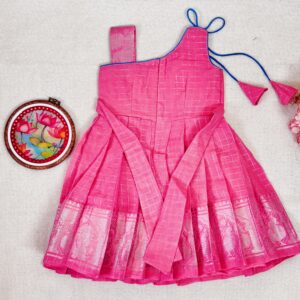 Amora | Little Diva Sungudi Kids Frock - Peach - Image 6
