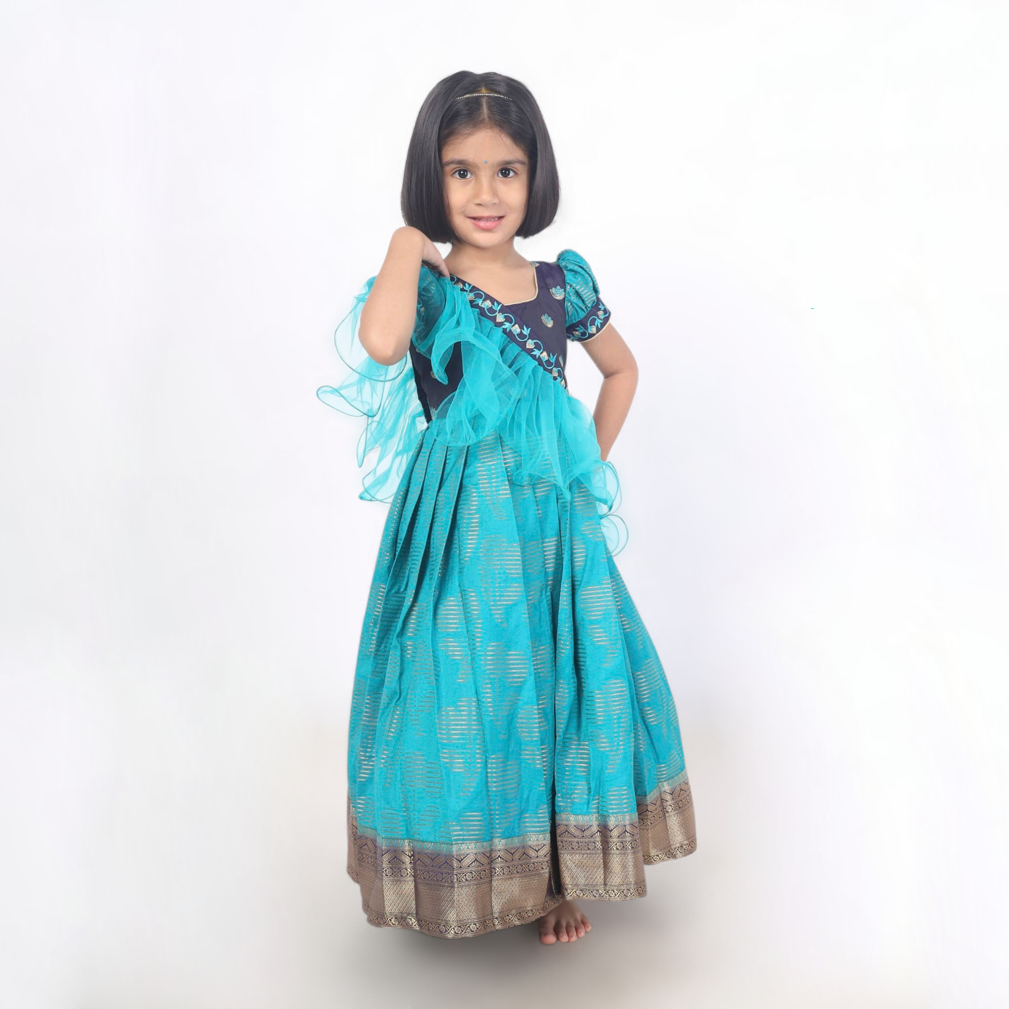 Varnika Neelika festive long gown front view elegant festive wear gown India