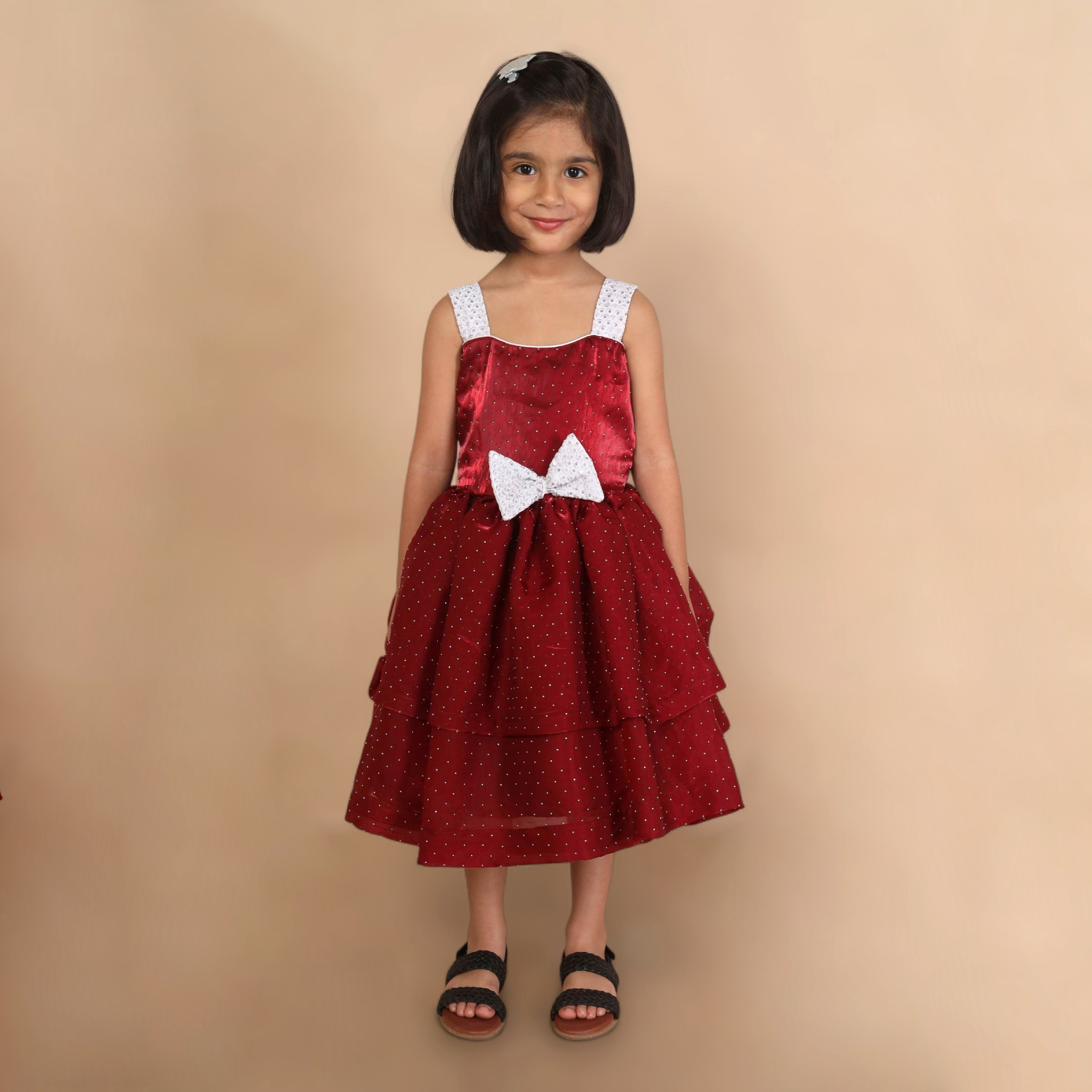 Aura | Cherry Red Layered Frock - Image 2