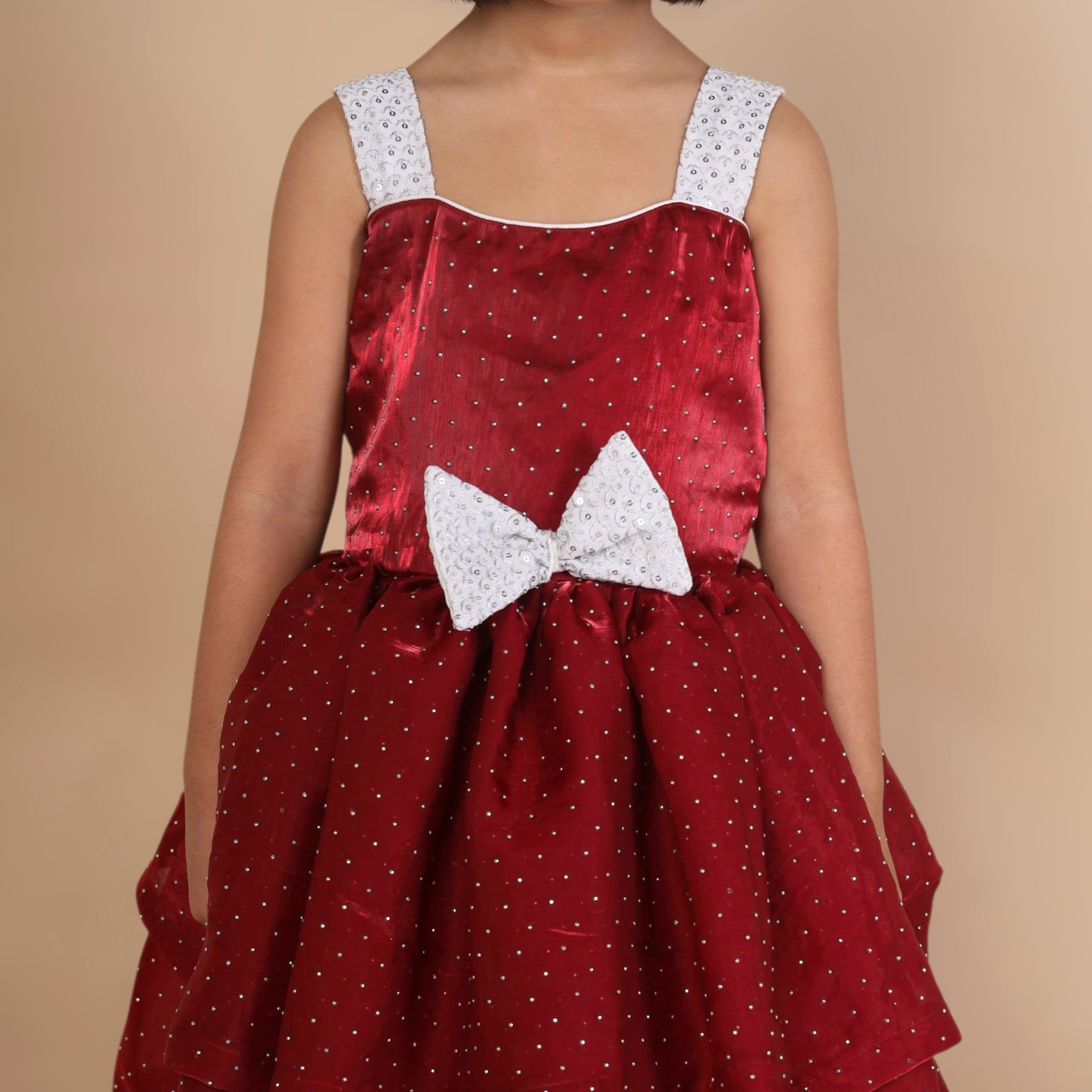 Aura | Cherry Red Layered Frock - Image 3