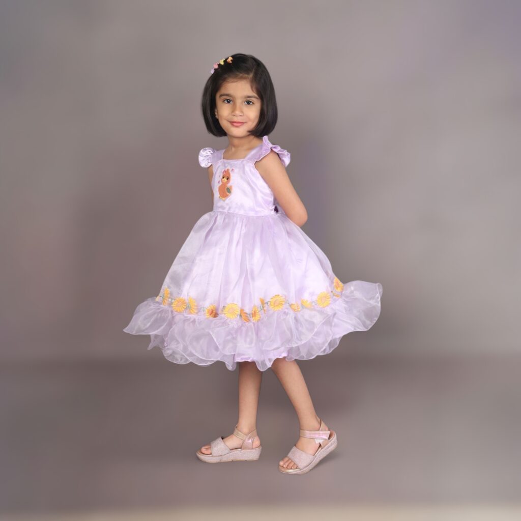 side view lavender girls frock customised designer outfit