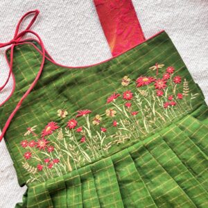 Floral embroidered kids frock in Sungudi cotton 1 6