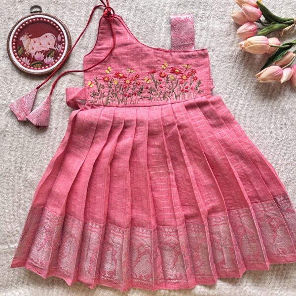 Amora | Little Diva Sungudi Kids Frock - Floral Garden - Image 1