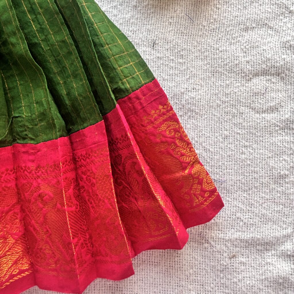 Festive green cotton ethnic dress for girls