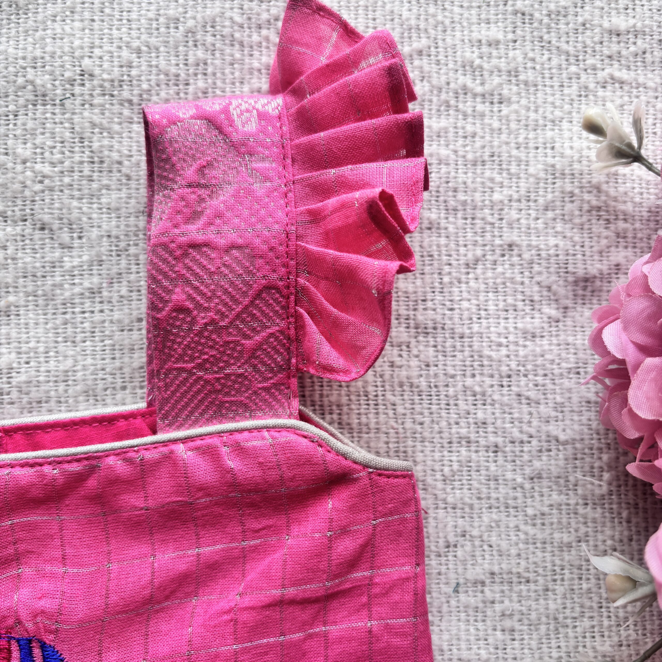 Amora | Little Diva Sungudi Kids Frock- Elephant - Image 3