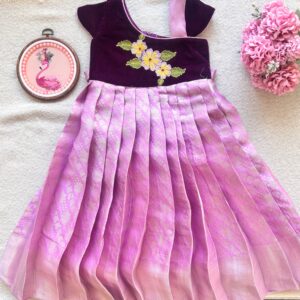 Taara purple velvet long gown for girls full view