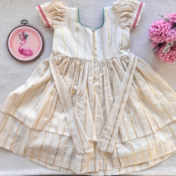 Back view of Nila kids floral stripes frock