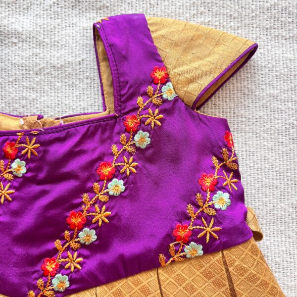 Side view of Taara Little Sunshine purple kids frock