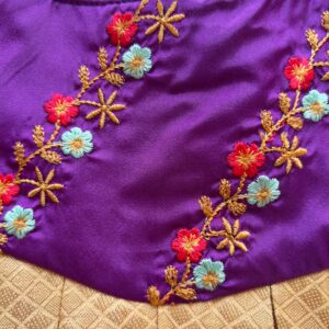 Close up design detail on Taara Little Sunshine purple kids frock